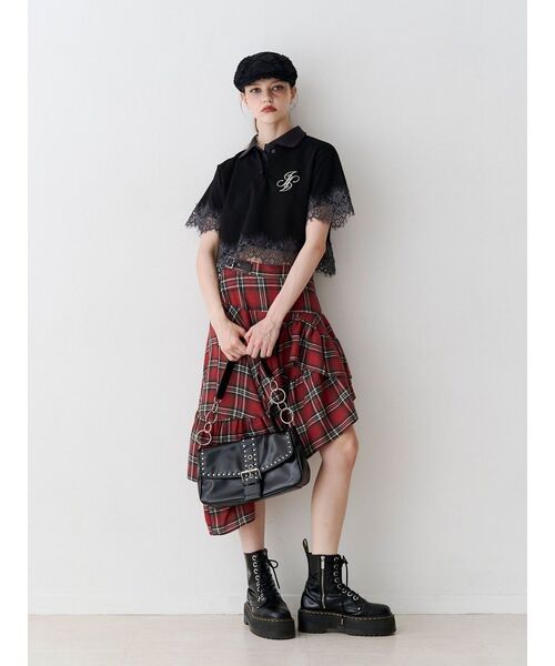 jouetie（ジュエティ） tシャツ 半袖 レースドッキングポロトップス