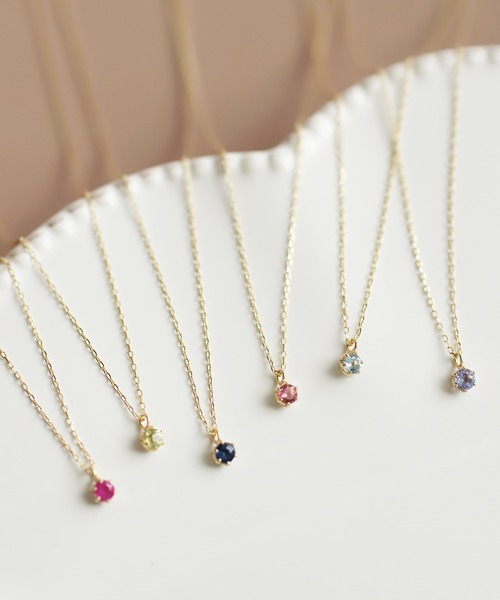 ANEMONE 10K ゴールド ネックレス ルビー 0・03カラット ANEMONE（アネモネ） ネックレス 誕生石ネックレス「K10」「7月
