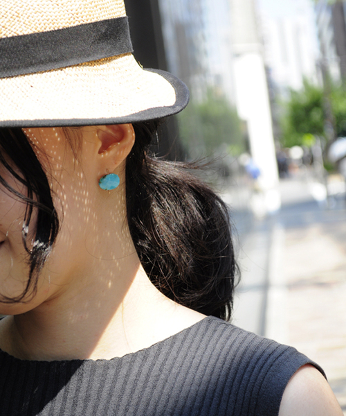 ピアス 「anq.」K10 ・ターコイズピアス レディースの画像