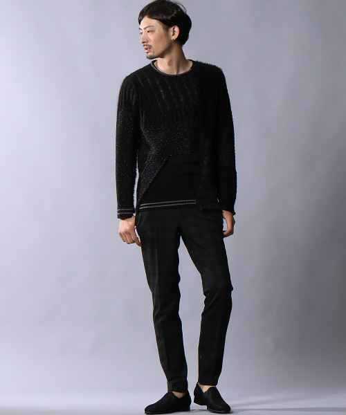 5351 POUR LES HOMMES セーター ニット パッチワークニット メンズ