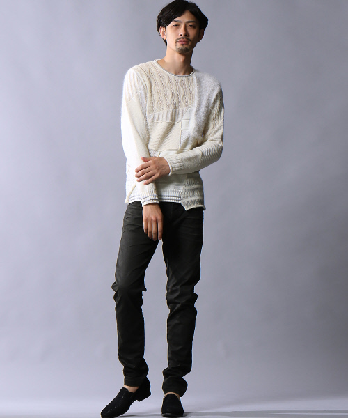 5351 POUR LES HOMMES セーター ニット パッチワークニット メンズ