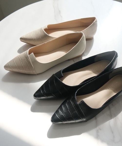【美品】OHGA バイカラーフラットパンプス 美品】OHGA バイカラーフラットパンプス （美品】OHGA バイ