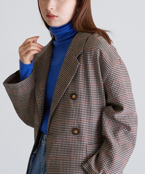 ジャケット テーラードジャケット 女性らしさが際立つ チェックダブルジャケット 5922 Zozotown Yahoo 店 通販 Yahoo ショッピング