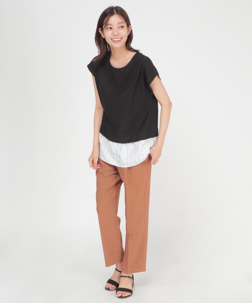 ikka tシャツ カットミラノ裾切り替えプルオーバー レディース