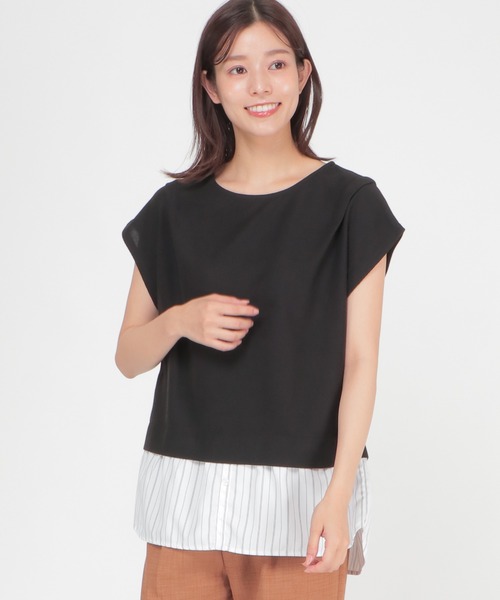 tシャツ 裏毛切替プルオーバー レディース ikka tシャツ カットミラノ裾切り替えプルオーバー レディース