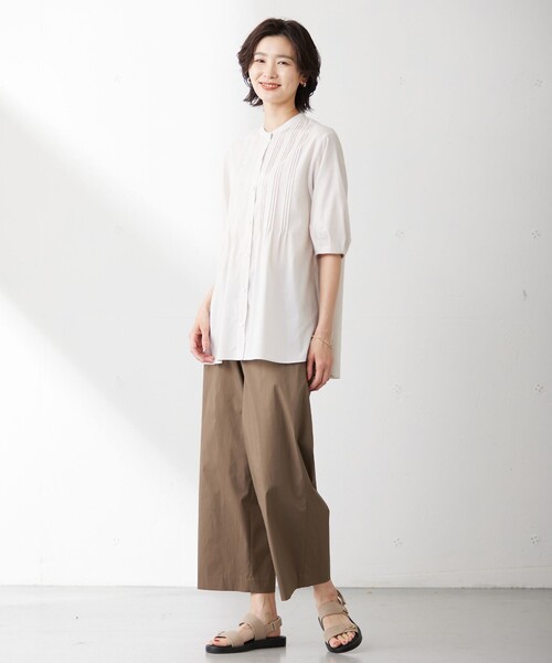 J.PRESS LADIES - 2023年度 J.PRESS ラミーポプリン ピンタック ブラウス　麻混　リネン WEB限定・洗える】ラミーポプリン ピンタック ブラウス / J