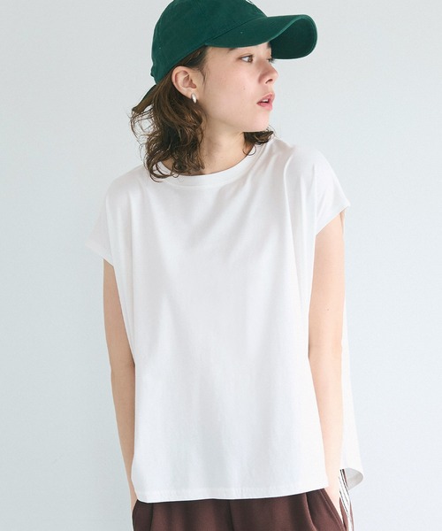 tシャツ 布帛コンビフレンチスリーブ レディース FREAK'S STORE tシャツ アーミーリブ コンビピグメント フレンチ