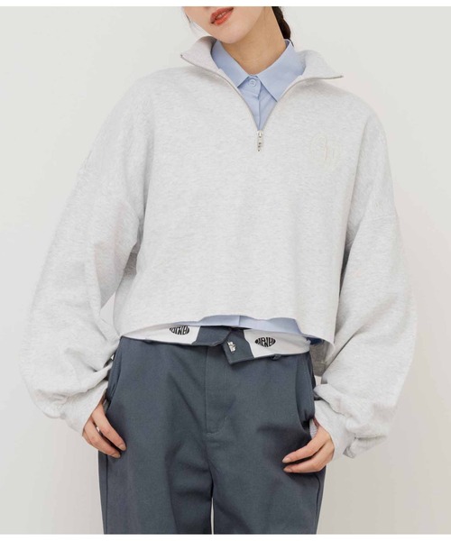 ANAP（アナップ） トレーナー スウェット エンブレム刺繍ハーフジップ 