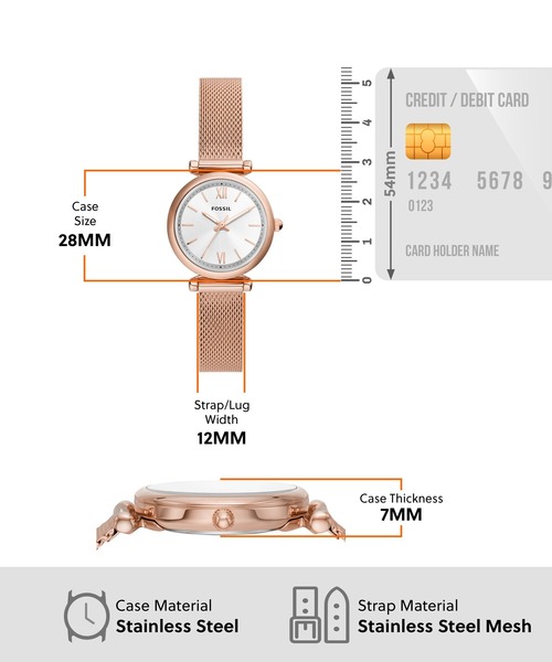 FOSSIL ES5331　レディース腕時計（未使用品） Carlie Three-Hand Stainless Steel Watch - ES5331 - Fossil