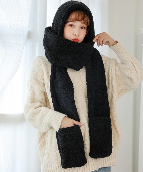 DAY CLOSET マフラー ストール レディース 手袋にもなるモコモコボアの