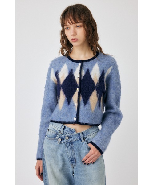 MOUSSY カーディガン ARGYLE SHAGGY レディース : ZOZOTOWN