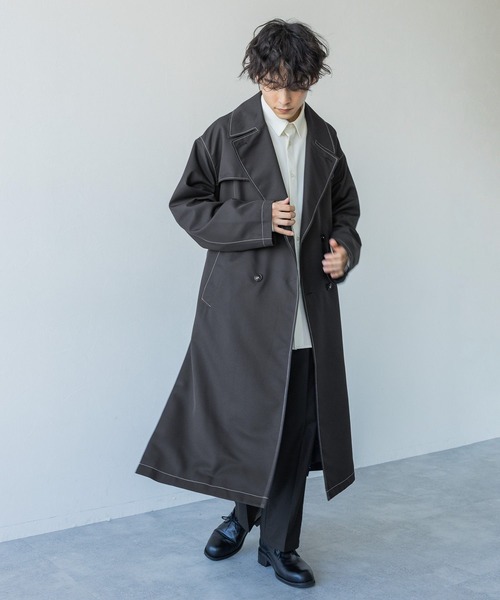 RAGEBLUE ドレープスリットハイネックトレンチロングコート RAGEBLUE（レイジブルー）の「Drape slit trench long coat