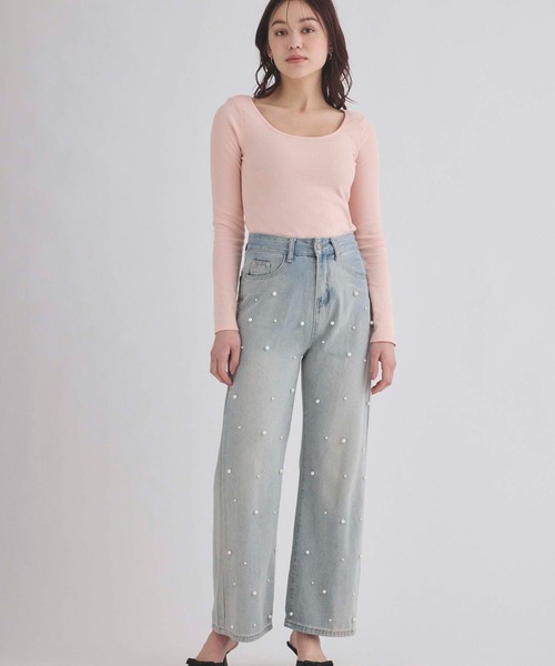 薄紫 ストレートデニム fifth ジーンズ デニム デニムパンツ パールストレートデニム