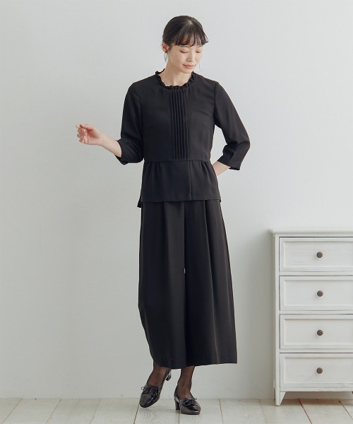 Neina セットアップ 「喪服・礼服」洗える防しわピンタックフリル衿