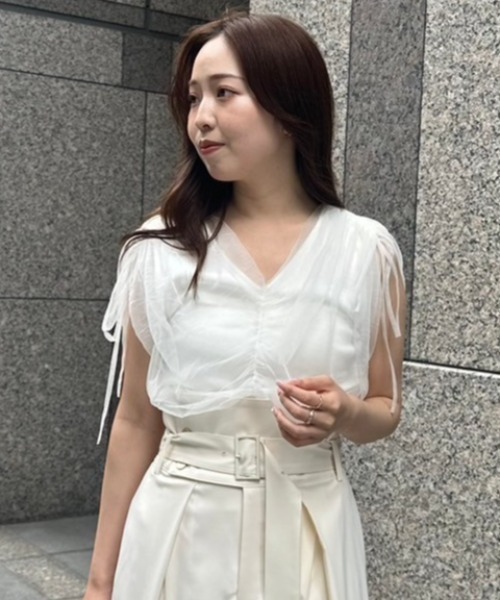 FRAY I.D tシャツ チュールレイヤードノースリカットソー レディース 
