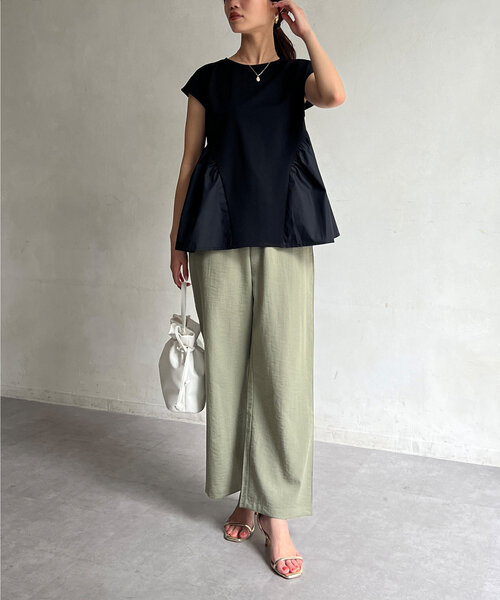 tシャツ ペプラムスウェットプルオーバー レディース Chez toi tシャツ サイドペプラムプルオーバー レディース