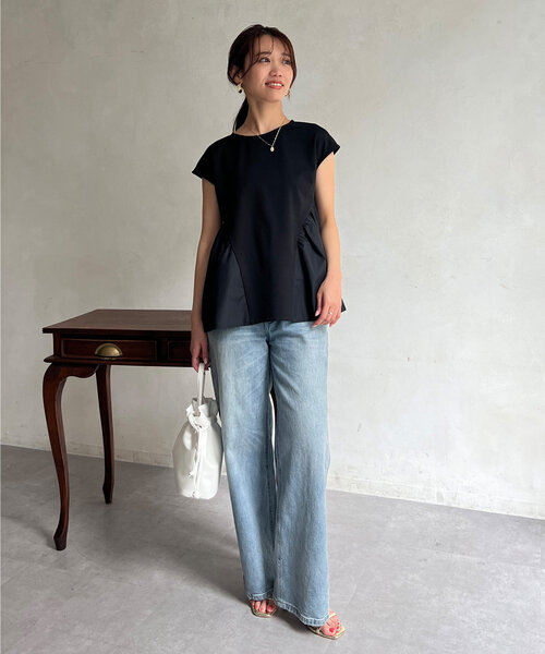 Chez toi tシャツ サイドペプラムプルオーバー レディース