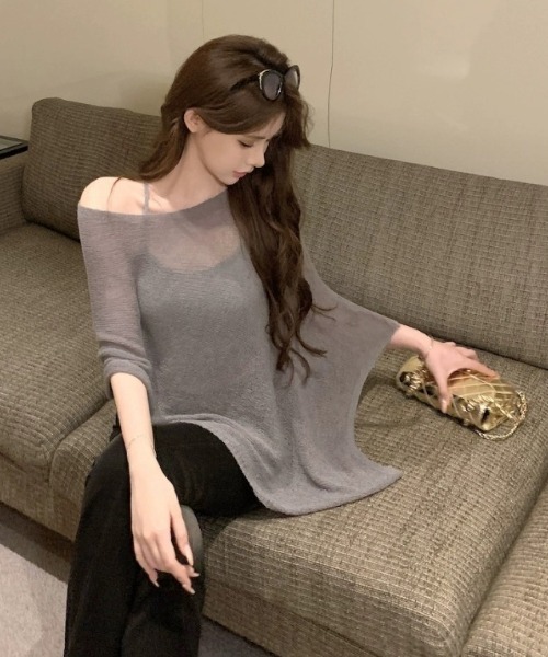 ほぼ未使用　45R ニットソースウェットのポンチョ（再び） グラデーションポンチョニットプルオーバー | HIROKO BIS (Women