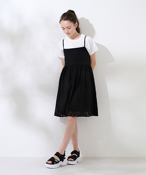 pom ponette junior ワンピース 「AMI」リブ切り替えキャミ