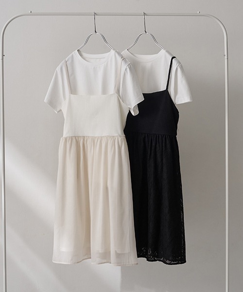 pom ponette 女児ワンピースセット pom ponette junior ワンピース ニットプルオーバー×キャミ