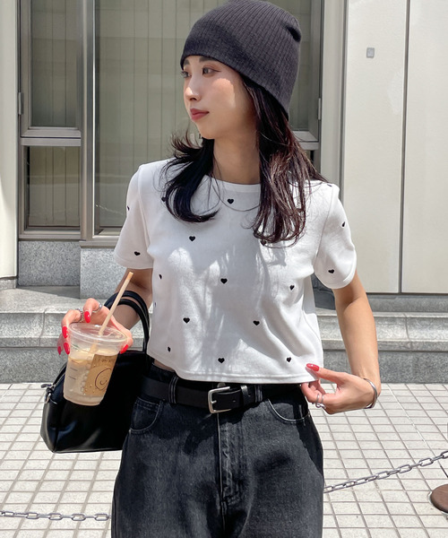 tシャツ 「WEB限定」ハート刺繍TEE レディース FREAK'S STORE tシャツ ハート刺繍Tシャツ レディース