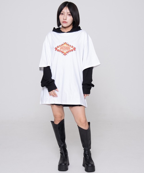 tシャツ 「OY/オーワイ」 WAFFLE LAYERED HOODED LONG SLEEVE/フード レイヤードロングスリーブ レディース メンズ OY tシャツ 「OY/オーワイ」 WAFFLE LAYERED HOODED LONG SLEEVE