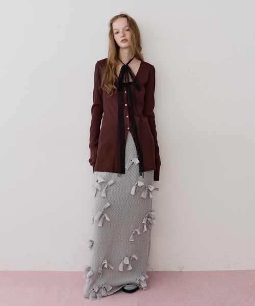 J1U by LA BELLE ETUDE ロング スカート メニーリボンニットIライン