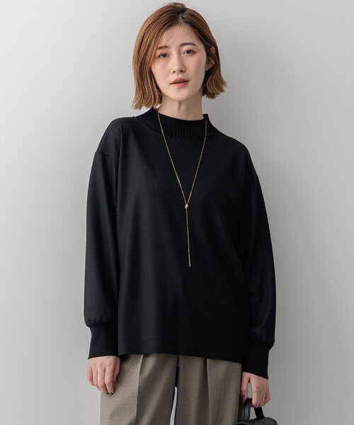 tシャツ 「洗える」ウールミルドジャージー リブデザイン カットソー レディース