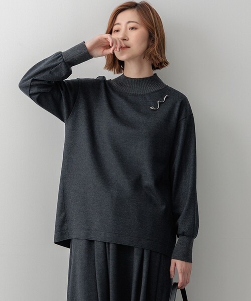tシャツ 「洗える」ウールミルドジャージー リブデザイン カットソー レディース 23区 tシャツ 「洗える」ウールミルドジャージー リブデザイン