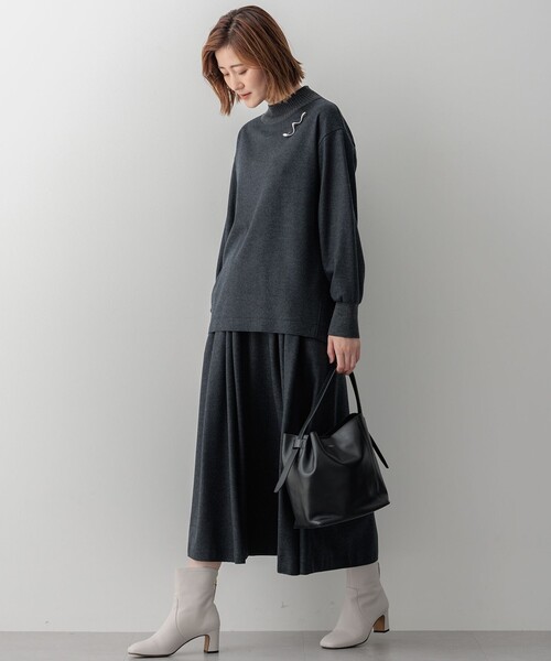 tシャツ 「洗える」ウールミルドジャージー リブデザイン カットソー レディース 23区 tシャツ 「洗える」ウールミルドジャージー リブデザイン