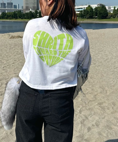 shrita tシャツ ハートロゴロンT「低身長さん向けSサイズ展開