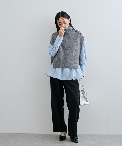 【美品】 フレームワーク ニット セーター ポンチョベスト カシミヤ混 FRAMeWORK ニット セーター ペーパーミックスポンチョニット