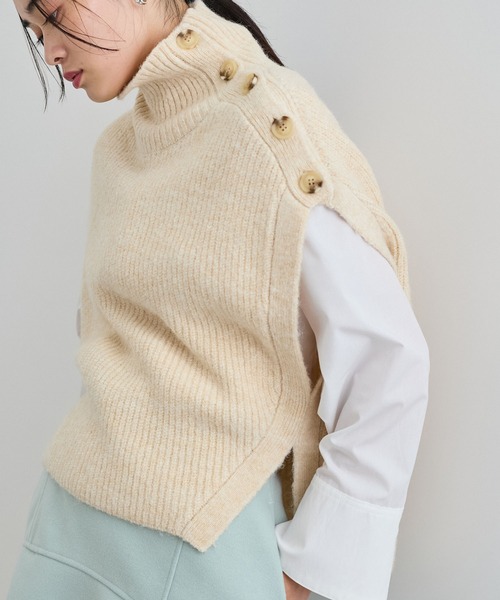 【美品】 フレームワーク ニット セーター ポンチョベスト カシミヤ混 FRAMeWORK ニット セーター ペーパーミックスポンチョニット