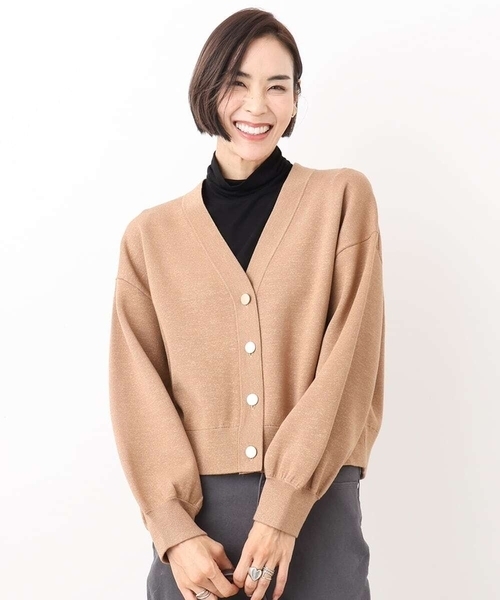 【美品】 セオリー Vネックカーディガン 近年モデル カーディガン ショート丈 MICHEL KLEIN（ミッシェルクラン） カーディガン ラメVネックショート