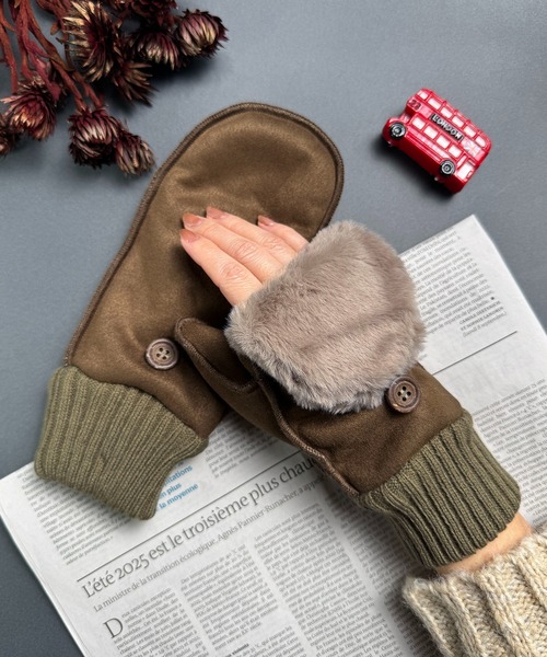 CALIFORNIA OUTFITTERS 手袋 2-10D8 ムートン風 2way ミトン 手袋 防寒