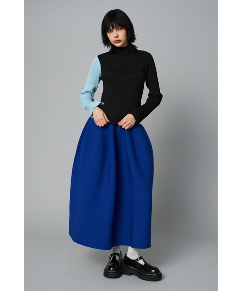 ニット セーター 2wayリブニットトップス レディース HeRIN.CYE ニット セーター Bicolor rib knit tops バイカラー