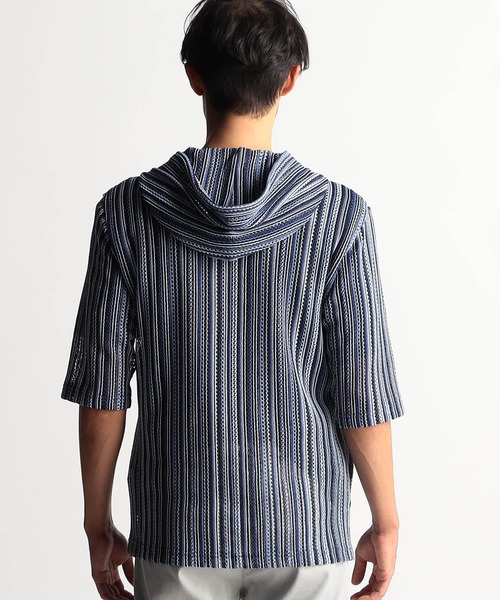 NICOLE CLUB FOR MEN パーカー ラッセルレース5分袖パーカー