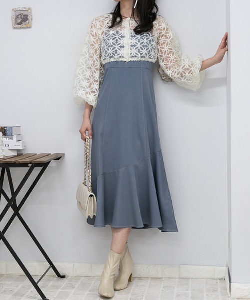花柄ワンピース デニムジャケット 2点セット hdfks963679.jpg