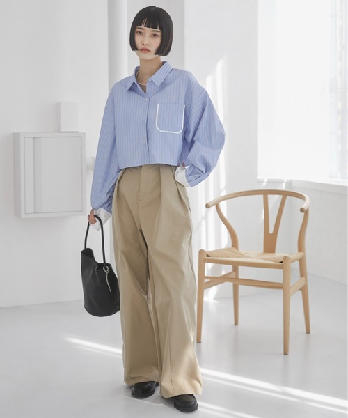 ANGIE ブラウス シャツ クロップドシャツ レディース : ZOZOTOWN