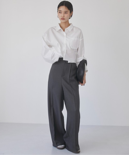 ANGIE ブラウス シャツ クロップドシャツ レディース : ZOZOTOWN