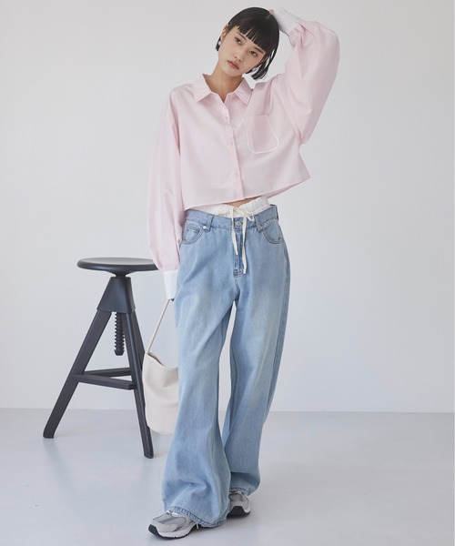 ブラウス シャツ 「ZOZO限定」クロップドシャツ レディース La boutique Bonbon ブラウス シャツ 「ZOZO限定カラー