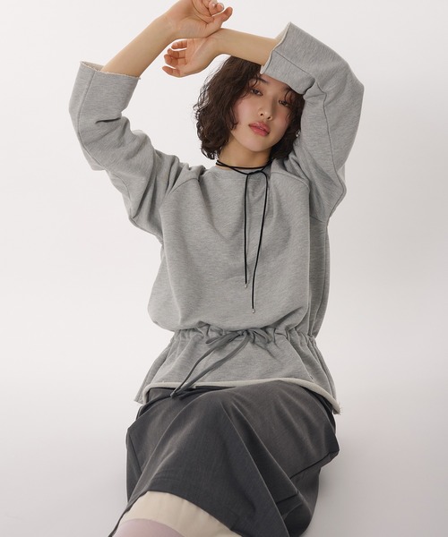 MUHET（ミュエータ） トレーナー スウェット gathered hem sweatshirt