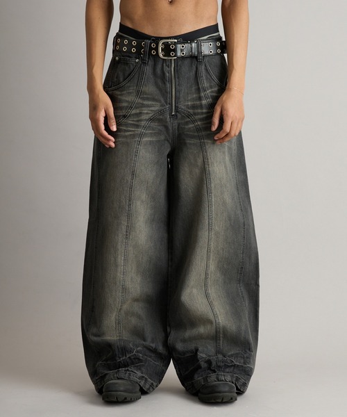 ANDER HUNK ジーンズ Overdyed Wide Flare Denim Pants/オーバーダイ
