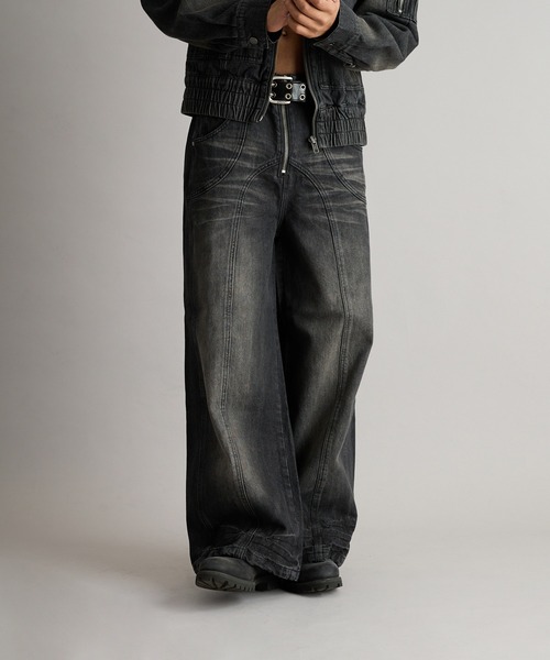 ANDER HUNK ジーンズ Overdyed Wide Flare Denim Pants/オーバー