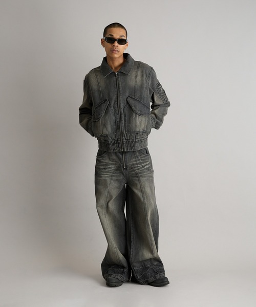 ANDER HUNK ジーンズ Overdyed Wide Flare Denim Pants/オーバー