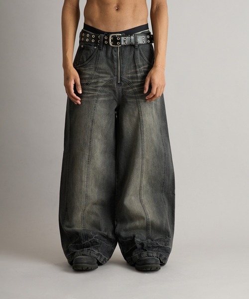 ANDER HUNK ジーンズ Overdyed Wide Flare Denim Pants/オーバー
