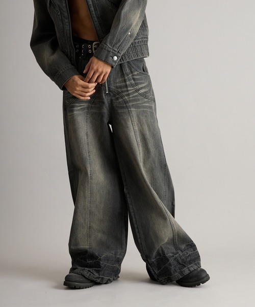 アンダーハンク anderhunk デニムパンツ ワイドフレアパンツ ANDER HUNK ジーンズ Overdyed Wide Flare Denim Pants/オーバー