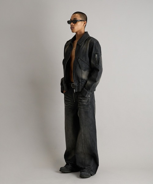 ANDER HUNK ジーンズ Overdyed Wide Flare Denim Pants/オーバー