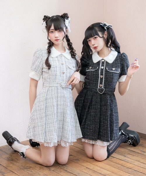DearMyLove ワンピース サマーツイードハートパールワンピース