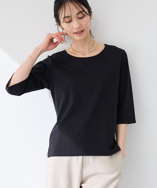 tシャツ 「洗える」リヨセルカシミヤスムース ボートネックカットソー レディース KOEISTORE Tシャツ レディース 汗染み防止 UVカット 冷感 撥水